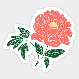 Living Coral Peony Flower Sticker